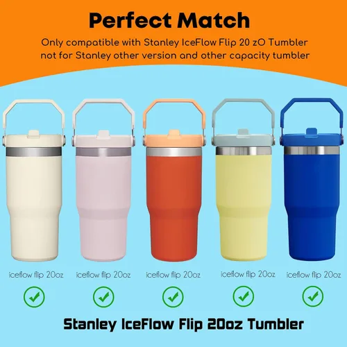 Vista 5 de ALINK - Paquete de 6 popotes de acero inoxidable compatibles con el vaso Stanley Iceflow de 20 onzas con tapa abatible, popotes metálicos