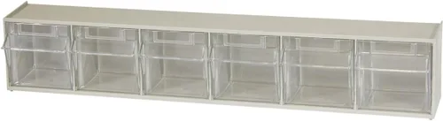Vista 9 de Akro-Mils TiltView Armario de almacenamiento de plástico con 4 contenedores inclinables, organizador horizontal de piezas de plástico, caja