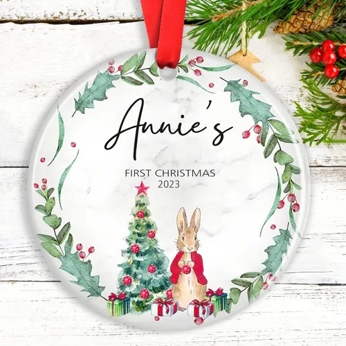 Vista 6 de Adornos de Navidad personalizados para camión volquete, adorno personalizado para bebé, adornos para árbol de Navidad para niños, adornos de camión