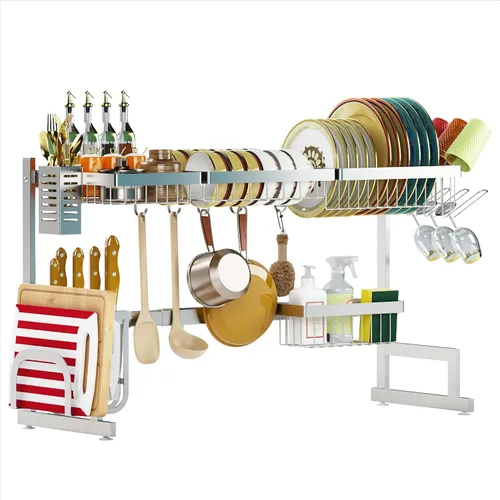 Vista 9 de PUSDON Accesorio de escurridor de platos sobre el fregadero, piezas de acero inoxidable para bricolaje o reemplazo de uso de reparación