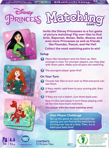 Vista 3 de Wonder Forge Juego de memoria de princesas de Disney: divertido y rápido juego de memoria para niños Juguete atractivo para niños de 3 a 5 años