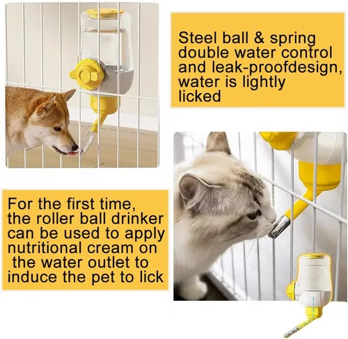 Vista 5 de Comederos automáticos colgantes para perros y gatos, comedero automático para conejos sin goteo, juego de cuencos de alimentación de jaula