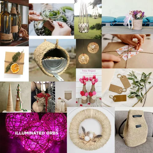 Vista 5 de SMART&CASUAL - Cuerda de yute de 328 pies para envolver regalos, manualidades, plantas, jardín, Navidad, artesanías, decoración casera y embalaje