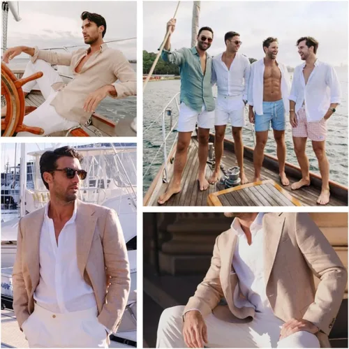Vista 7 de Camisas de lino con botones para hombre, manga larga, para verano, playa, casual, ajuste regular