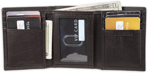 Vista 4 de Haggar Cartera triple RFID de cuero para hombre