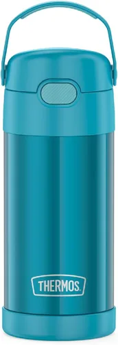 Vista 12 de THERMOS FUNTAINER - Botella de agua con pajilla, 12 onzas, botella de agua de acero inoxidable aislada al vacío para niños con tapa, color negro