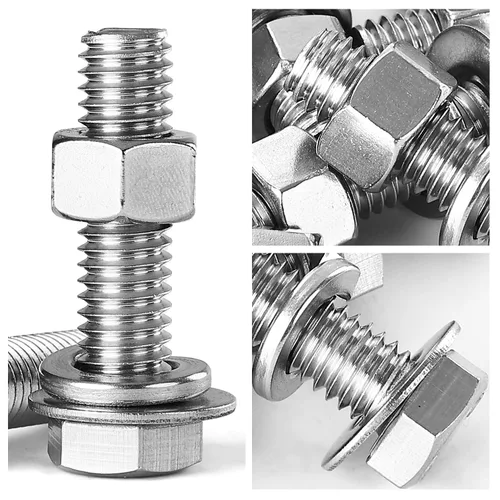 Vista 7 de Tornillos de cabeza hexagonal de 3/8-16 x 1-1/2 pulgadas, tornillos, tuercas, arandelas planas y de bloqueo, kit surtido de acero inoxidable 304