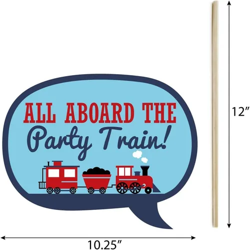 Vista 3 de Big Dot of Happiness Divertidos travesías de ferrocarril para fiestas de tren de vapor, fiesta de cumpleaños o baby shower, kit de accesorios