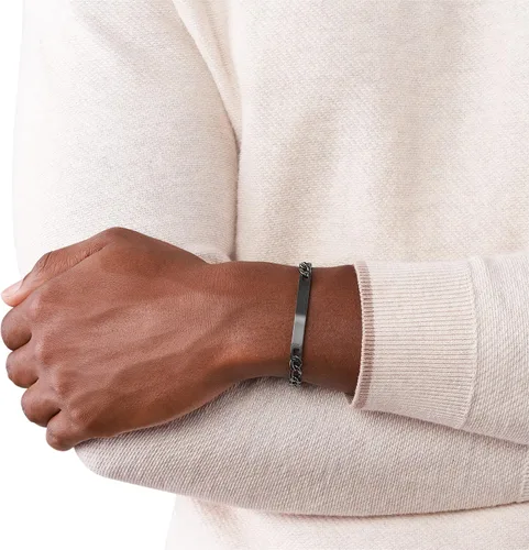 Vista 3 de Fossil - Pulsera de identificación de acero inoxidable chapado para hombre de regalo personalizada grabable