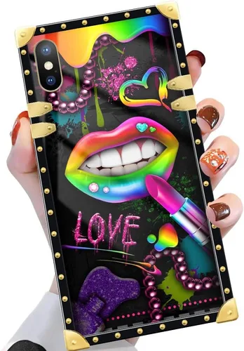 Vista 44 de Funda compatible con iPhone X/Xs, TPU suave de lujo y parte trasera de policarbonato duro para niñas y mujeres, funda protectora a prueba de golpes