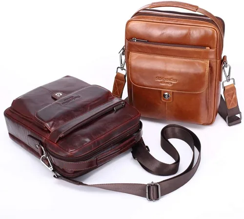 Vista 7 de Bolso bandolera de cuero genuino para hombre