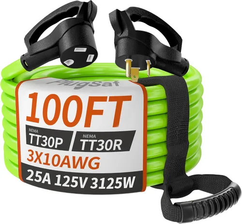 Vista 13 de PlugSaf NEMA 14-50P/14-50R Cable de extensión de 6 pies 50 amperios RV/EV para exteriores con mango de agarre, cable de alimentación STW RV flexible