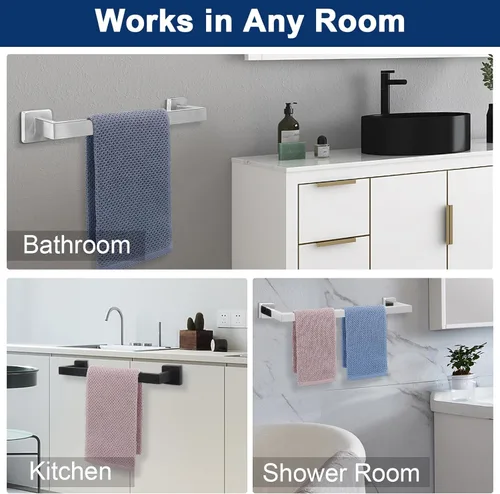 Vista 3 de NearMoon Barra para Toallas, Accesorios de Baño de Acero Inoxidable Cuadrado Engrosado Premium, Estante para Toallas de Ducha para Baño, Soporte