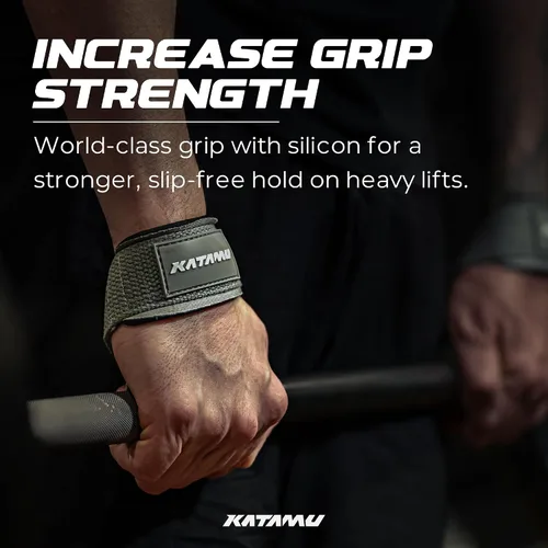 Vista 5 de Katamu Premium Weightlifting Straps — Heavy Duty Cotton Lifting Straps with Neoprene Padding for Deadlifts, Powerlifting and Strength Training, Men