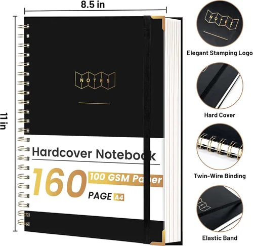 Vista 3 de Yoment Cuaderno de espiral de 8.5 x 11 pulgadas, cuadernos de tapa dura A4 para el trabajo, cuaderno con rayas universitarias, diario, cuadernos