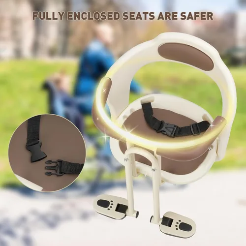 Vista 4 de Kid's Bike seat Front Child Carrier Bike Chair for Bicycle Kids seat for Children 2~4 Years,Weight 55 lbs blanco roto montado en el frente