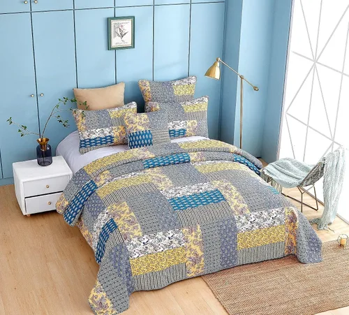 Vista 8 de DaDa Bedding Honey Cove - Colcha de retazos florales – Juego de colcha reversible acolchada de algodón con estampado de cachemira para jardín, casa