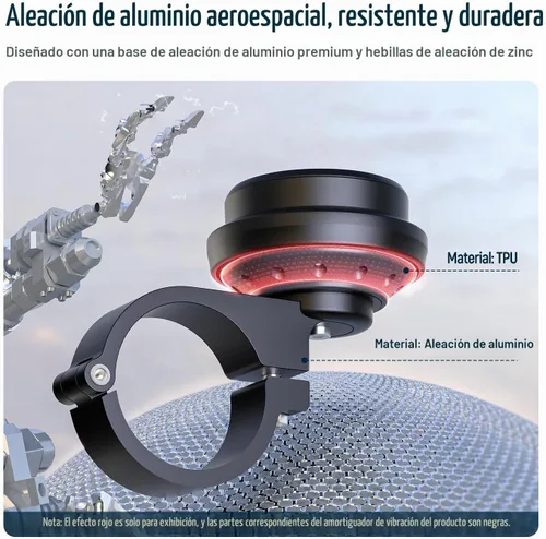 Vista 5 de Soporte de teléfono para motocicleta, soporte de teléfono celular de bicicleta con módulo amortiguador de vibraciones, soporte de manillar delantero