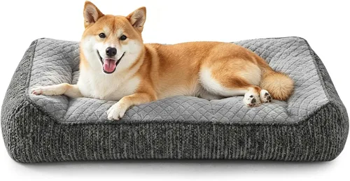 Vista 24 de JOEJOY Camas ortopédicas XL para perros de tamaño grande, extra gruesas, con apoyo y laterales, sofá cama ultrasuave para perros grandes, color Beige