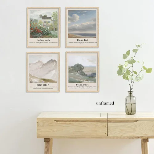 Vista 7 de Juego de 6 imágenes de Jesús cristiano con versículos bíblicos, arte de pared, Salmos, Escrituras, galería, impresiones religiosas, arte de pared