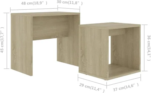 Vista 2 de Mesa auxiliar, mesa de centro cuadrada adecuada para sala de estar, oficina, balcón, estudio, juego de sala de estar familiar, roble Sonoma de 18.9