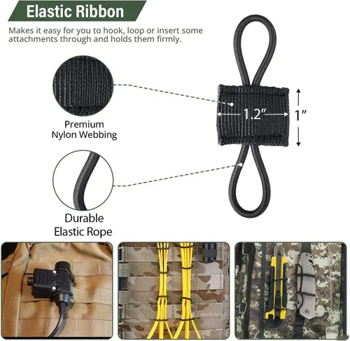 Vista 3 de Cinta elástica de cinchas multiusos para mochilas, accesorios tácticos para mochila MOLLE, equipo táctico EDC