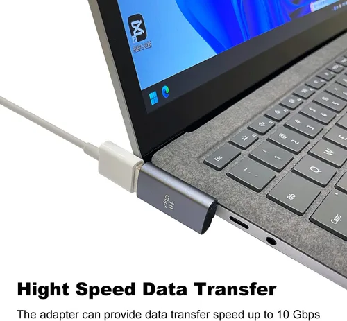 Vista 3 de AreMe - Adaptador USB 3.1 de 90 grados, 2 unidades, ángulo izquierdo Extensor convertidor USB A macho a hembra para PC, portátil, cargador USB A
