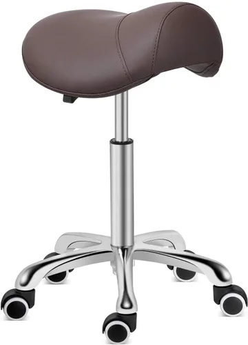Vista 13 de Kaleurrier Taburete con ruedas para sillas de escritorio giratorias de cocina de salón Asiento de sillín; capacidad de peso de 350 libras; altura