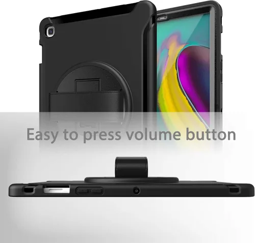 Vista 6 de Dteck Funda para Galaxy Tab S5e 2019, resistente, de cuerpo completo, resistente, a prueba de golpes, con correa de mano giratoria para tableta