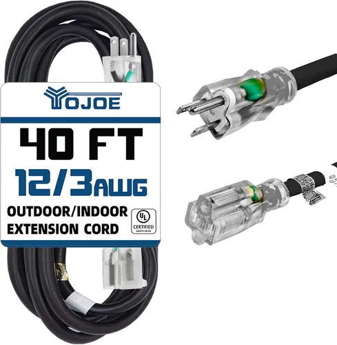 Vista 18 de YOJOE Extensión de cable para interiores y exteriores con extremo iluminado, cable resistente de 3 puntas 15A a prueba de inclemencias del tiempo