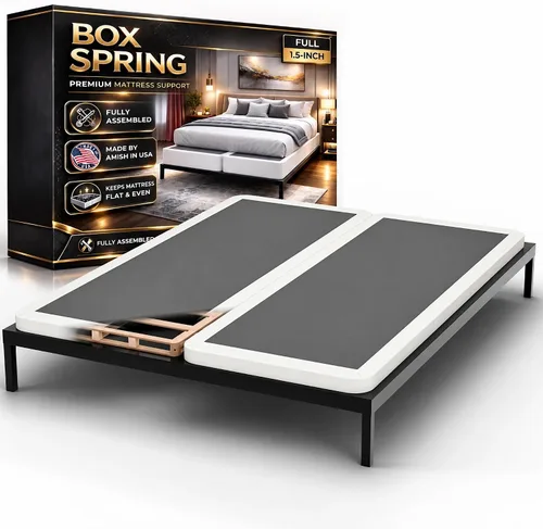 Vista 10 de Nutan, Somier de madera resistente de 2 pulgadas para soporte de colchón, duradero y totalmente montado, base de madera natural para cama Base de 2