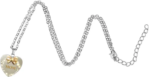 Vista 5 de ZYooch - Dije con la palabra Mom grabada para mujer, collar de compromiso de diamantes de imitación, joyas para regalar