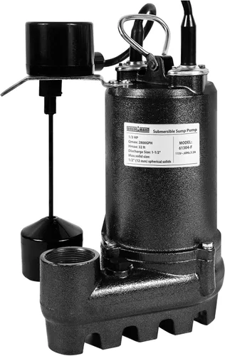 Vista 8 de [Usado] WASSERMANN 1/2HP 3600GPH Bomba de sumidero sumergible de hierro fundido con interruptor de flotador vertical, bomba de aguas residuales
