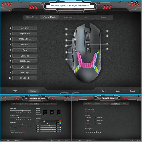 Vista 2 de AOGTUNAL Mouse para juegos con botones programables, diseño ergonómico, iluminación RGB - Mouse duradero con cable para computadora con 10 botones