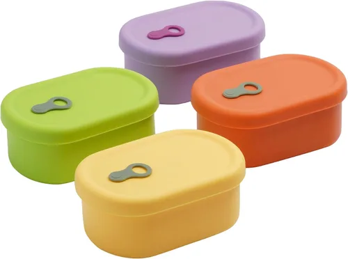 Vista 27 de Recipiente de comida de silicona coreana con ventilación de vapor, manzana verde 4pc