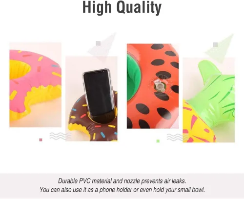 Vista 3 de Flotador inflable de piña tropical y soporte para bebidas de juguete para piscina