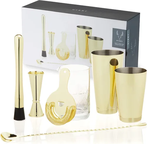 Vista 11 de Viski Juego de 6 piezas de barman de viaje, mezcladores de bebidas para cócteles, artículos esenciales de regalo: coctelera clásica de zapatero