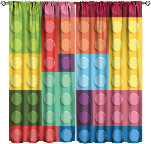 Vista 19 de Cortinas opacas abstractas de arco iris, pintura de color arcoíris con gotas, diseño gráfico creativo con bolsillo para barra, para sala de estar
