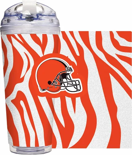 Vista 28 de Rico Industries NFL Football Glitter 24 onzas Vaso de purpurina acrílico con tapa con bisagra, Vaso de doble pared oficialmente licenciado con pajita