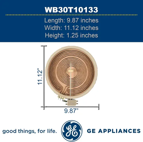 Vista 2 de GE WB30T10133 Elemento Radiante OEM Genuino de 9" de Superficie Dual para Gama Eléctrica GE