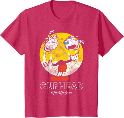 Vista 24 de Cuphead Camiseta con Mugman Head Malabarismo Negro