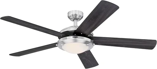 Vista 2 de Westinghouse 7305400 Comet - Ventilador de techo LED, 52 pulgadas, níquel cepillado, vidrio esmerilado Instalación en interiores, luz LED