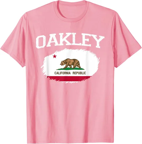 Vista 102 de OAKLEY CA CALIFORNIA Flag Vintage USA Sports Hombre Mujer Camiseta, Negro