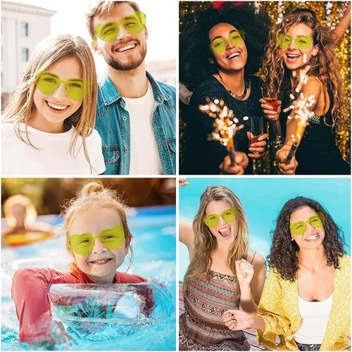 Vista 39 de Lentes de sol con forma de corazón, 2 pares de lentes de sol en forma de corazón, gafas de sol rave para mujeres, regalos de fiesta