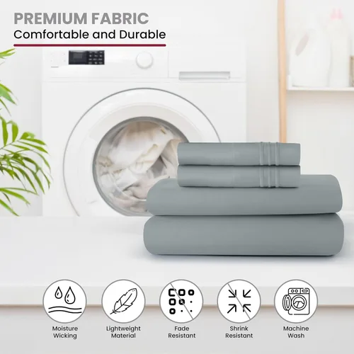 Vista 65 de LUX Décor - Juego de sábanas Twin de microfibra ultrasuave de 3 piezas con sábana encimera, sábana bajera de 16 pulgadas de profundidad y funda