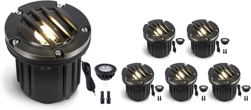 Vista 15 de Gardenreet Luz de pozo de latón - Iluminación de paisaje impermeable para exteriores de 12V LED enterrada, lámpara de bajo voltaje con bombilla