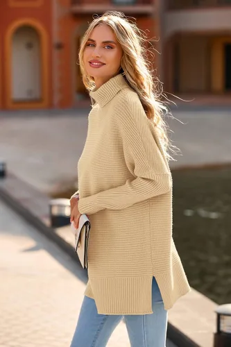 Vista 5 de PRETTYGARDEN Womens Oversized Long Sleeve Turtleneck Chunky Knit Pullover