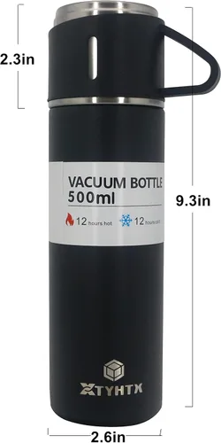 Vista 2 de Botella de café aislada de acero inoxidable, botella de bebida aislada al vacío con asa, a prueba de fugas para café, té, agua, caliente o fría, 17