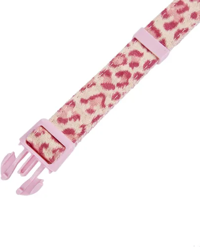 Vista 6 de Collar de perro con patrón de leopardo, nailon ajustable y cinta para perros medianos (M, leopardo rosa)