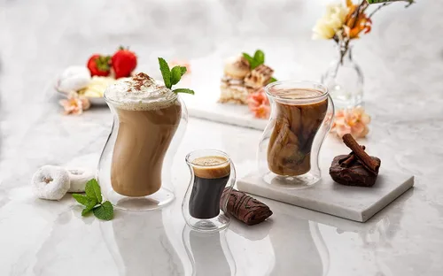 Vista 5 de JoyJolt Pivot - Vasos de doble aislamiento, juego de 2 excepcionales vasos de café helado de 13.5 onzas, elegantes vasos de bar para café, té